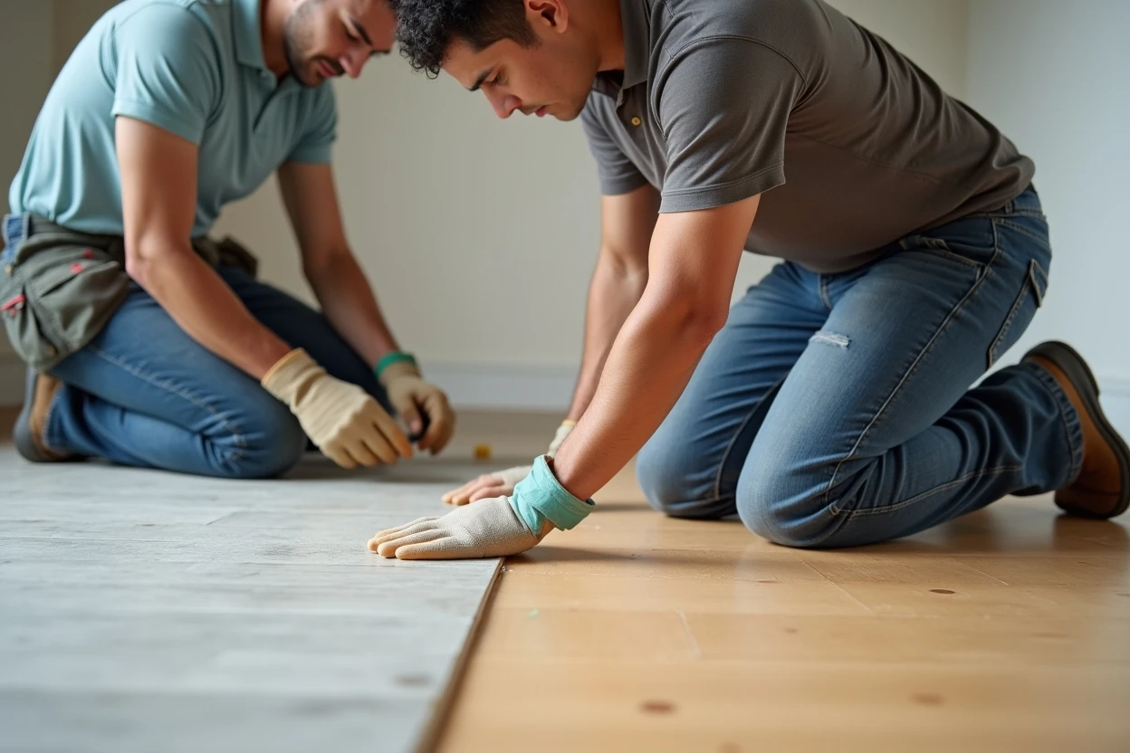 instalación de piso de madera en Chiclayo mostrando tablillas y acabado